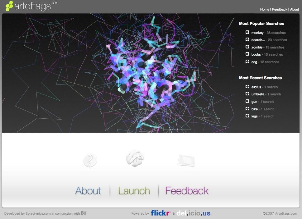 The Art of Tags generative art interface.