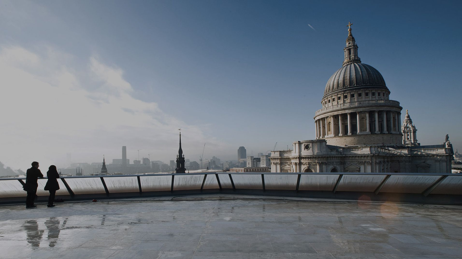 St Paul's Cathedral and the London skyline seen from the Millennium Bridge.
