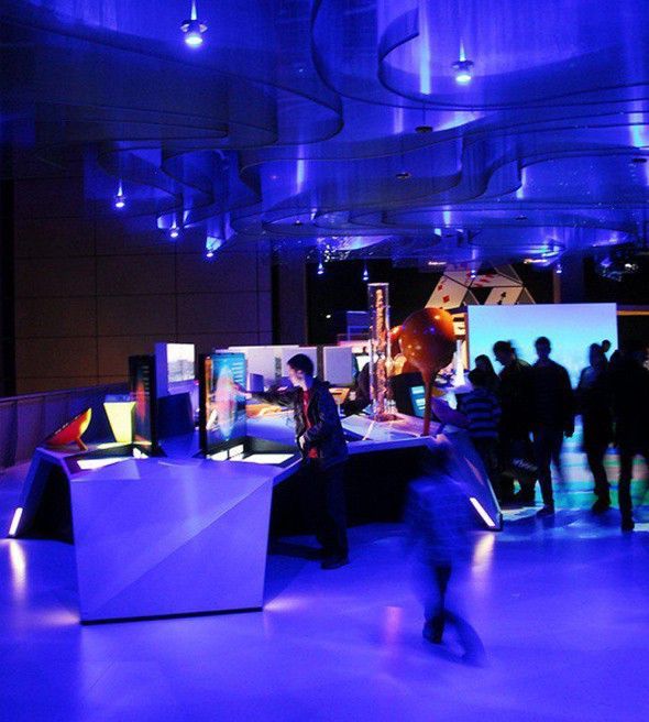 The glowing central installation in the Science Museum Atmosphere gallery.