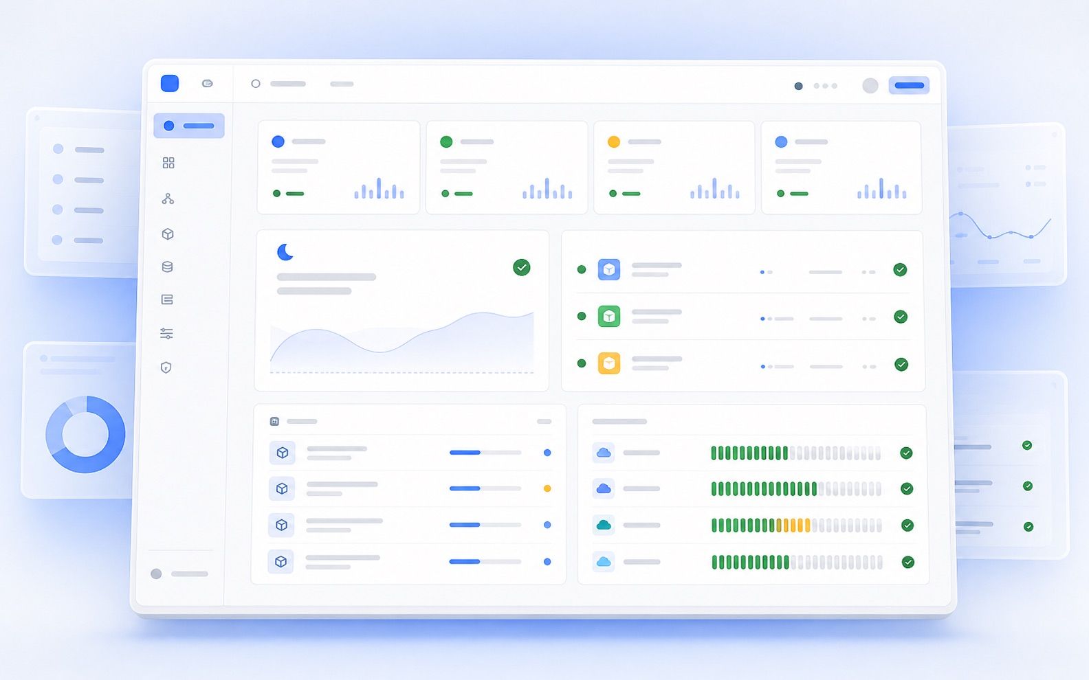 An operational dashboard showing software delivery work and worker status.