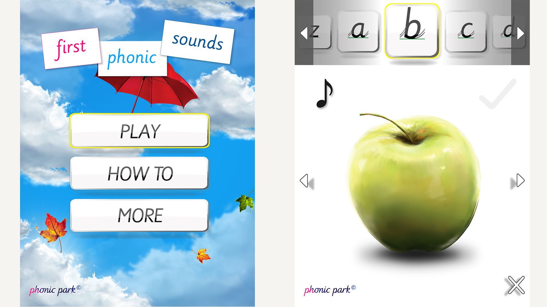 First Phonic Sounds app screen.