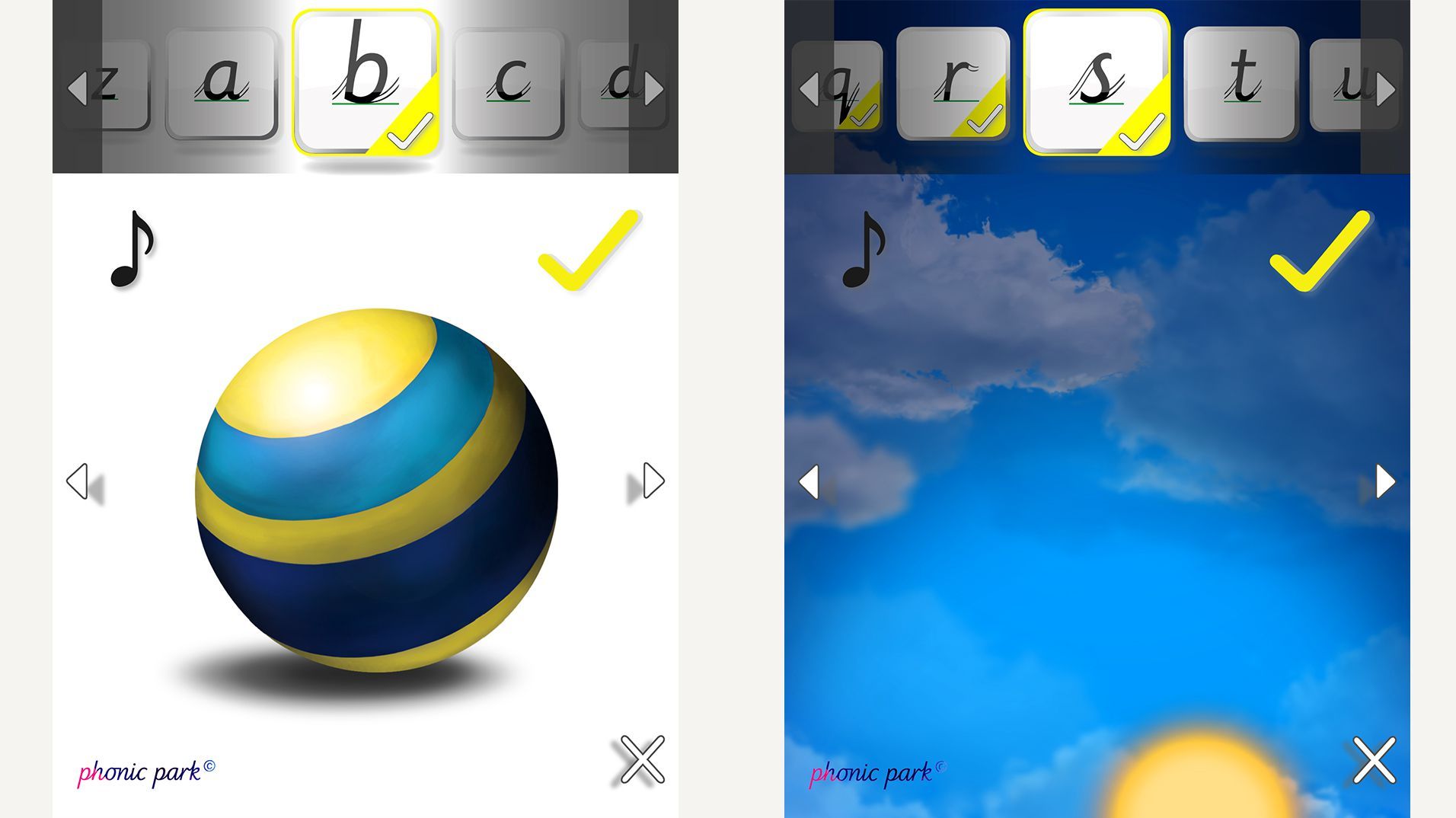 First Phonic Sounds app screen.