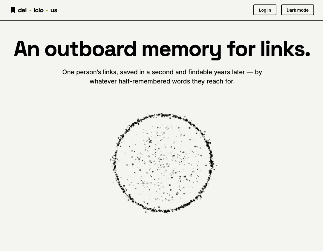 The Delicious project interface.